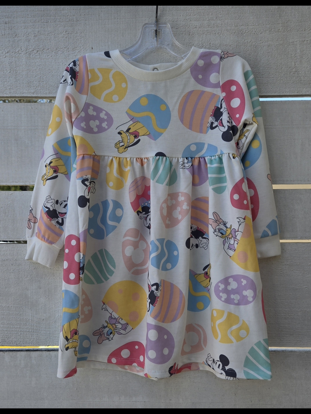 Disney Mickey Minnie & Friends White Easter Dress Girls 3T Pastel Eggs Spring
